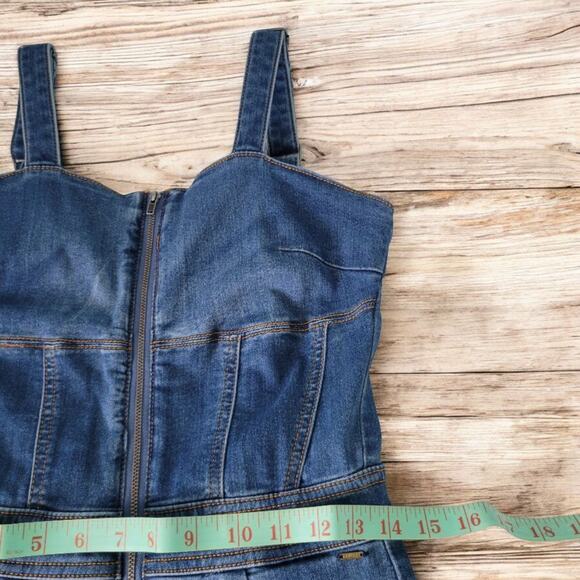 GUESS Denim Fitted Jumpsuit Blue Wash Small Western country - Picture 6 of 10